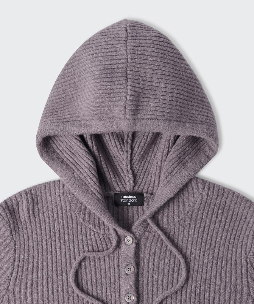 MUSINSA STANDARD WOMAN Women'S Soft Boucle Slim Hooded Knit [Purple Grey]