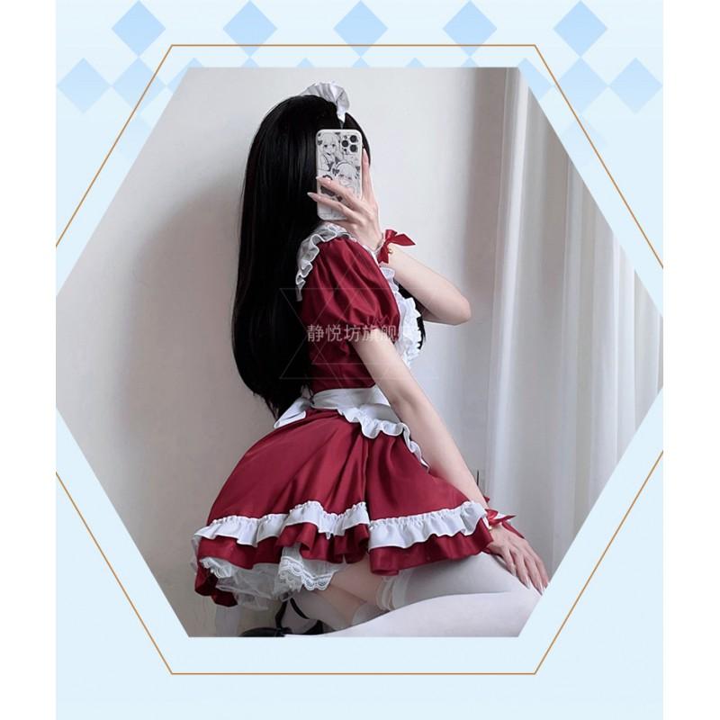 Gothic Cross Maid Dress Halloween Cosplay Costume Anime Lolita Style Adult Women