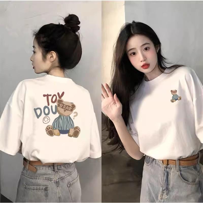 

2025 Summer Women s Loose-Fit Cartoon Graphic White Crew Neck T-Shirt M