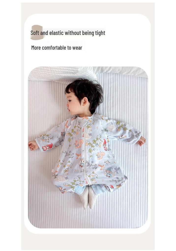 Bamboo Fiber Infant Sleeping Bag - Summer Anti-Kick Gauze Pajamas for Babies