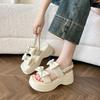 Platform sandals women's outer wear summer new one-word buckle with muffin versatile fashion beach cool slippers