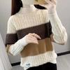 Half Turtleneck Knitwear for Women Loose Thickened Color-blocked Sweater Autumn and Winter Casual Top Pullover Winter Knitted Sweater