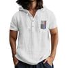 Men'S Casual Short Sleeved Hooded Top Buttoned Open Neck T-Shirt