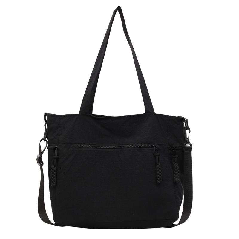 

Large capacity tote bag, simple and lightweight solid color commuter shoulder bag, multi-pocket practical casual messenger bag