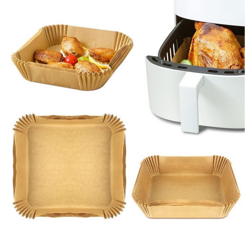 Round Silicone Oil Air Fryer Paper Tray - Disposable, Non-stick, Oil-Absorbing Food Pad for Home Baking