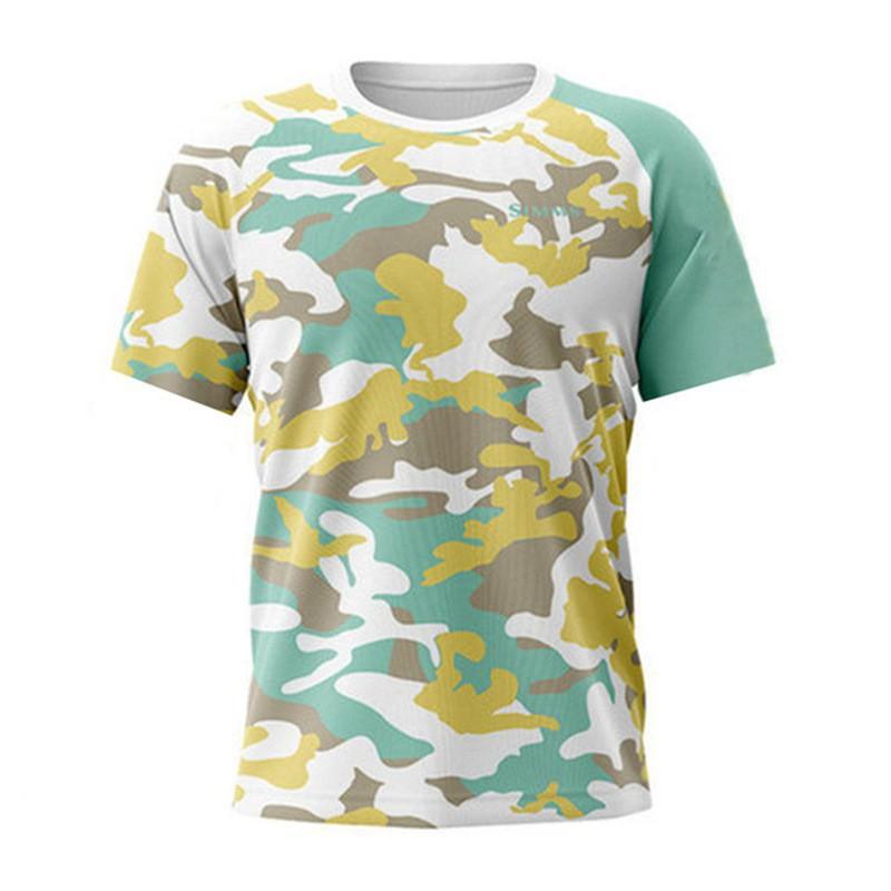 SIMMS Fishing Clothes Camo Sunblock Outdoor Luya Short-sleeved Sweatshirt Breathable T-shirt Top
