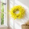 Artificial Fall Flower Wreath Fabric for Front Door, Autumn Harvest Floral Halloween Hanging Wreath, Thanksgiving Farmhouse Indoor Outdoor Porch Wall