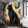 Black Cat Gothic Mystery Shower Curtain, Tarot Card Wiccan Flower Plant Bathroom Decorative Shower Curtain, Waterproof Shower Cu