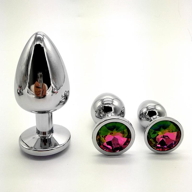 Anal Plug 3 Sizes Colored Crystal Stainless Steel Butt Plug For Women Stimulator Anal Sex Toys For Couples Prostate Massager