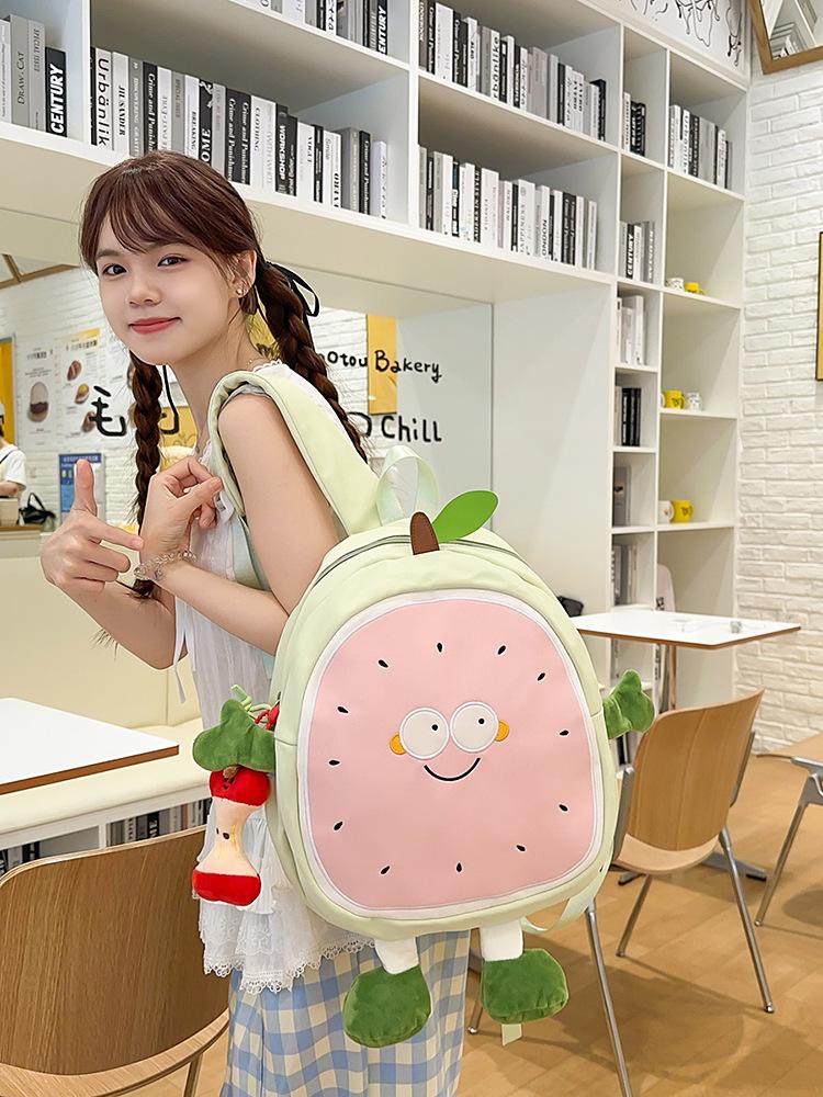 2025 Cute Watermelon Backpack for Girls - Large Capacity Schoolbag: Fresh and Casual Design