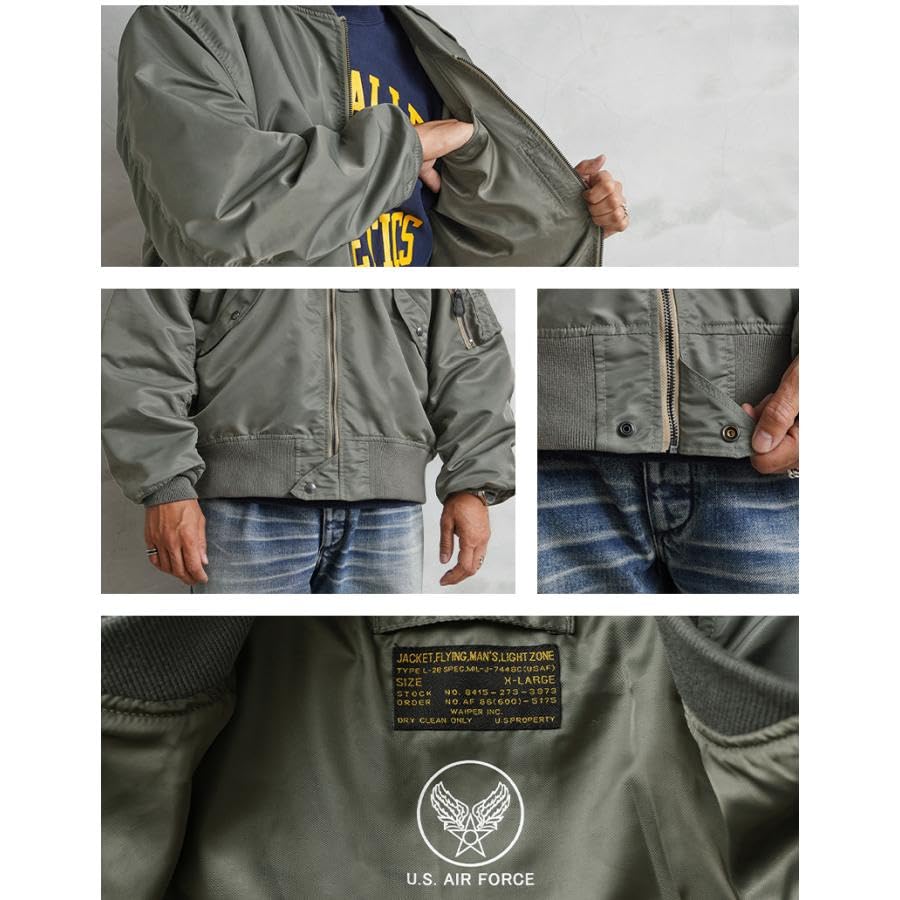 WAIPER US Military Early Model Flight SAGE Reprint 44 Inc. L-2B Jacket, MIL-J-7448C Model, [WP07] (Size (XXL) SAGE)