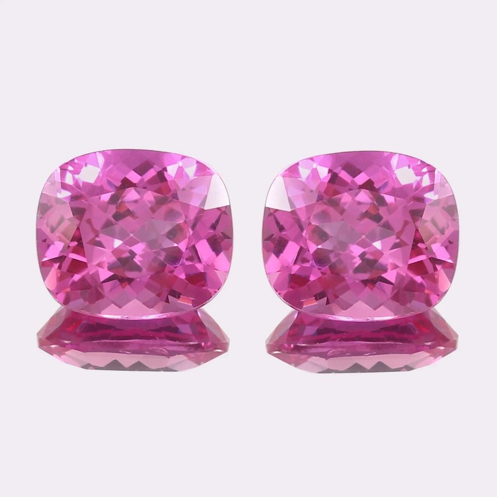 Natural Ceylon 20 Ct Cushion Cut Pink Sapphire Certified Loose Gemstone Pair
