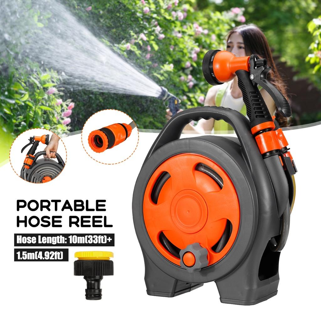 Random color Portable Water Hose Reel Retractable With Water Spray Guns Water Spray Agricultural Garden/Home Storage Suit Cart Car Wash Hose