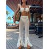 Women's Solid Color Swimsuit and Trendy See-Through Flared Pants 24020032