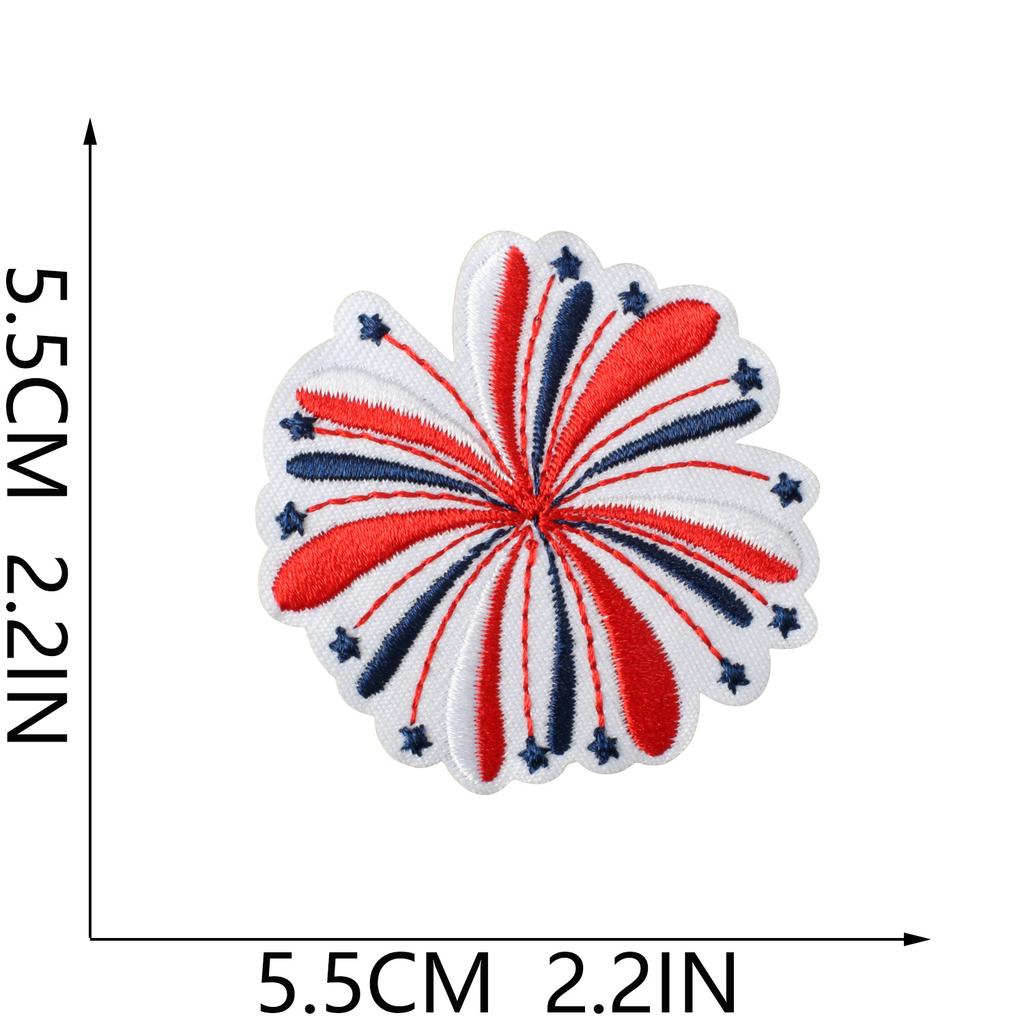 Independence Day Theme Embroidery Cloth Sticker Cartoon Fireworks Clothes Holiday Decoration National Day Patch Sticker Ironing