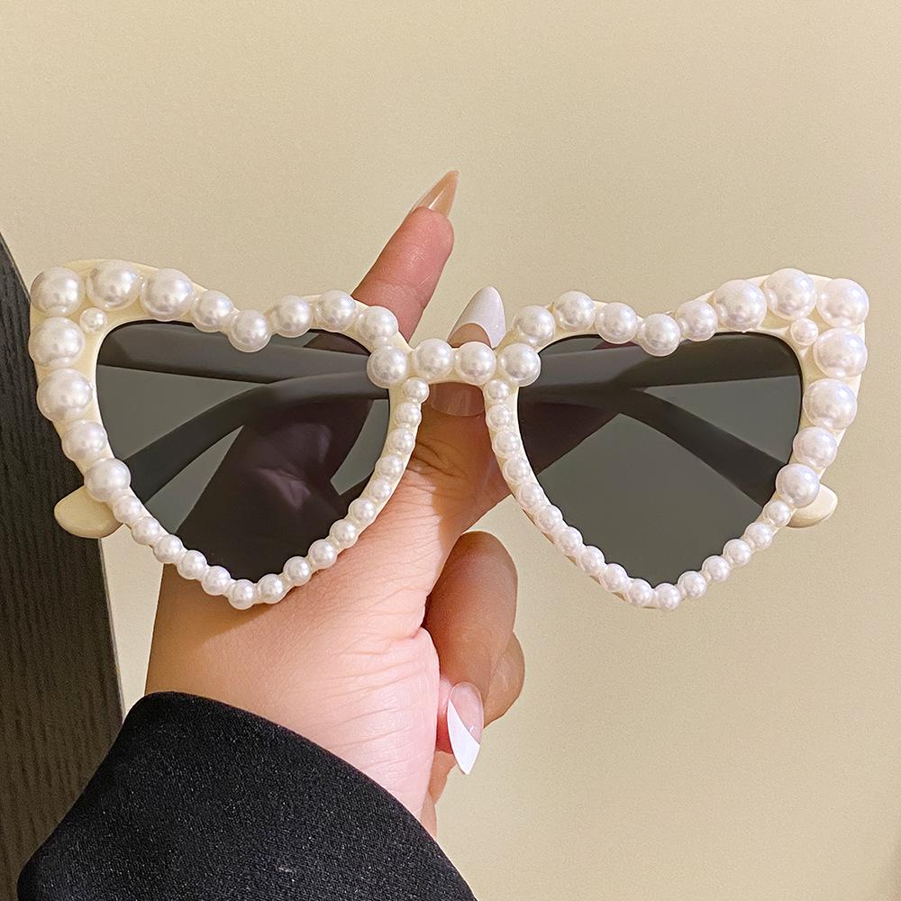 

Heart-Shaped Exaggerated Party Sunglasses with Pearls - Handmade Fashion for Women