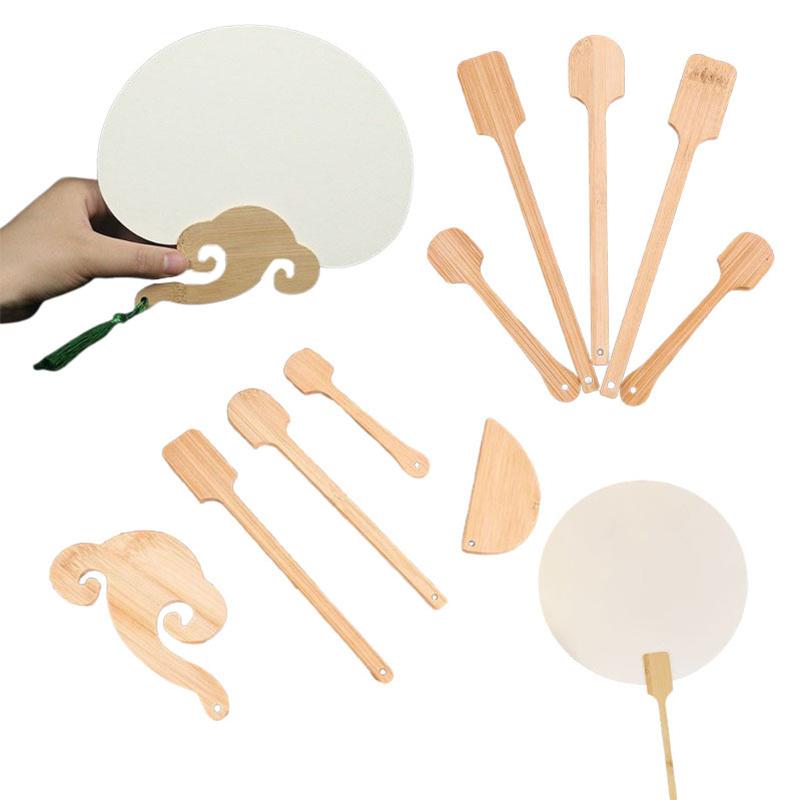 Handheld Fan Handle Diy Making Kit Bamboo Stick Craft Sticks Chinese Style Handle Reusable Replacement Fan Accessories