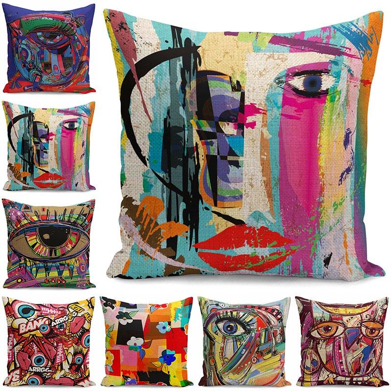 Unique Colors Graffiti Pillowcases For Home Decoration With Comfortable Fabric