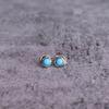 Genuine Turquoise Lunar Studs Turquoise Stud Earrings for Daily Wear Sterling Silver Stud Earrings for Women Healing Gemstone Earrings