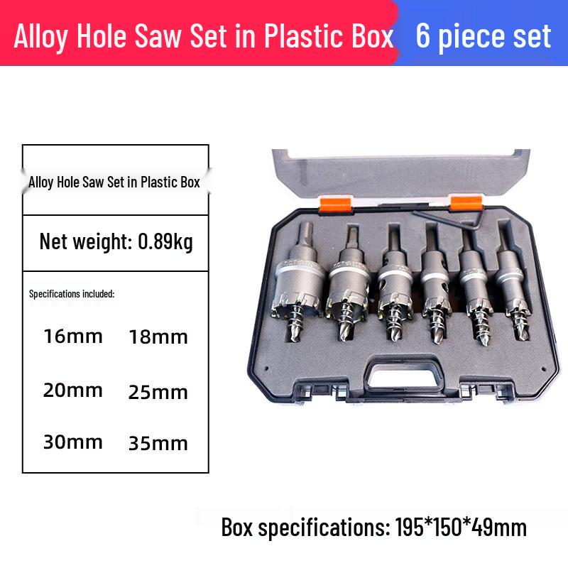 Carbide Stainless Steel Hole Saw Set, 16-Piece for Drilling Metal, Iron, Steel, Aluminum Alloy