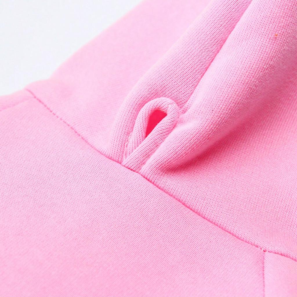 1pc-Dog Pink Clothes Hooded Sweatshirt with Plush Insulation