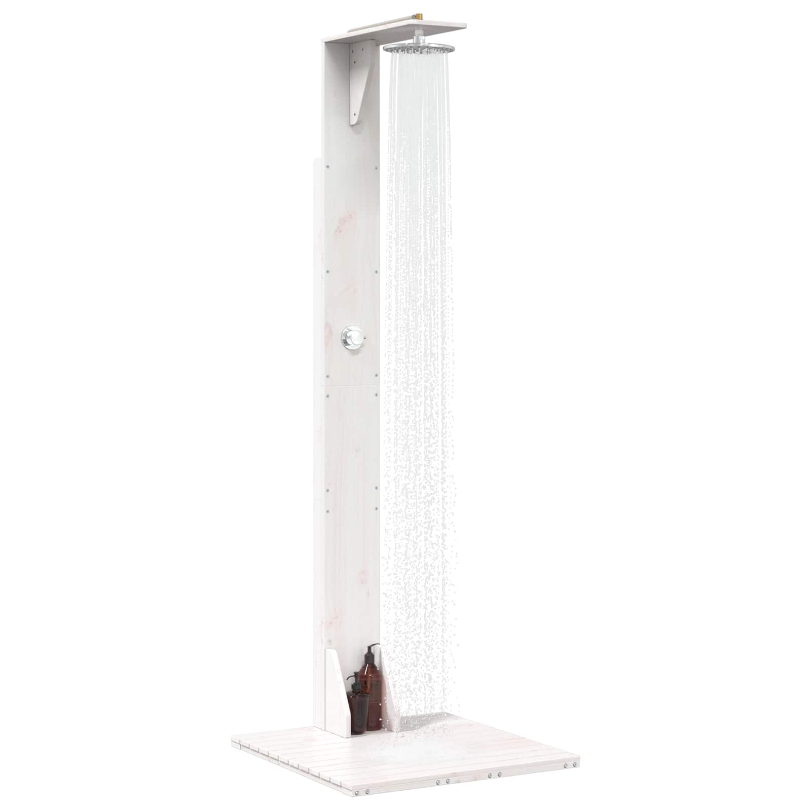 Außendusche 214,5 cm Massivkiefernholz und Edelstahl Weiß