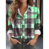 Fashion Multicolour Geometric Splicing Pattern 3D Print Women's Long Sleeves Shirt Autumn Women's Holiday Shirt Women's Clothing