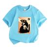 Kids Boys Girls 100% Cotton Crew Neck Short Sleeve T-Shirt, Cute Black Cat Holding Hand Cartoon Print Casual Soft Breathable Tees for Daily Wear