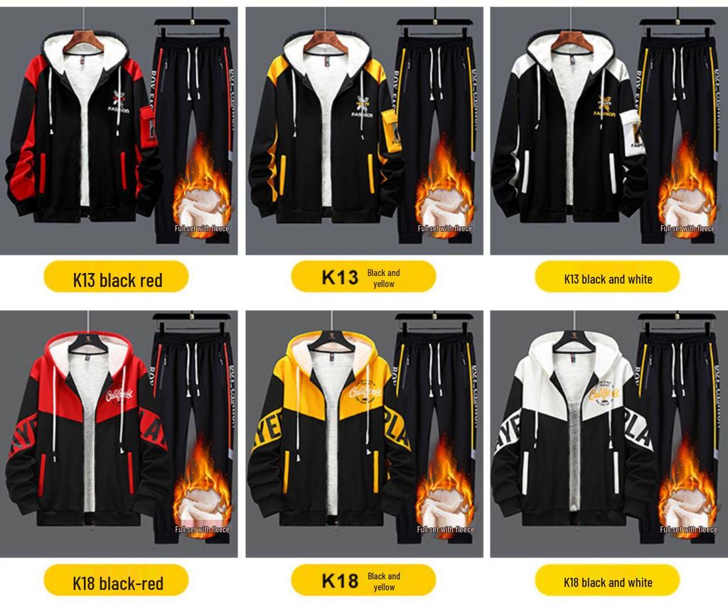 Fleece-Lined Boys' Hoodie - Thick Winter Jacket for Teenagers, Perfect for Autumn Sports and School