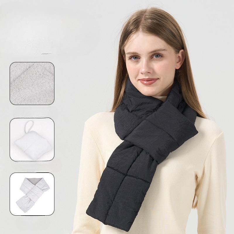 Autumn and Winter Portable Warm Scarf for Women Outdoor Cold Proof Scarf for Men Korean Style Windproof Neck Protection Solid Color Down Scarf
