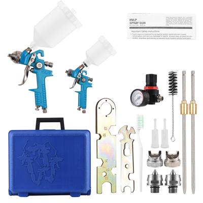 Schwerkraft-HVLP-Luftspritzpistolen-Set, HVLP-Spritzpistole, kleine und große Luft-Farbspritzgeräte mit 125 ml und