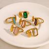 Anelli in Acciaio Inossidabile con Zirconi Colorati per Donna Fascino Elegante Vintage Placcati Oro 18K Gioielli di Tendenza