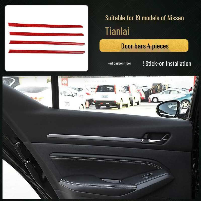 Teana Steering Wheel and Console Peach Wood & Carbon Fiber Interior Stickers