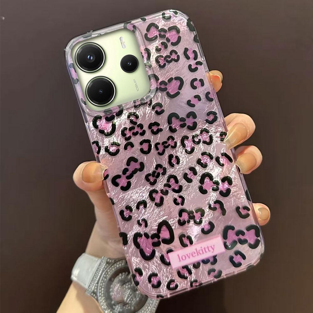 Pink Leopard Glacier Texture Phone Case for Xiaomi Redmi 13C 14C A1 A3 A4 A3X Note 14 13 12 11 11S 10 Pro Silicone Shell Cover