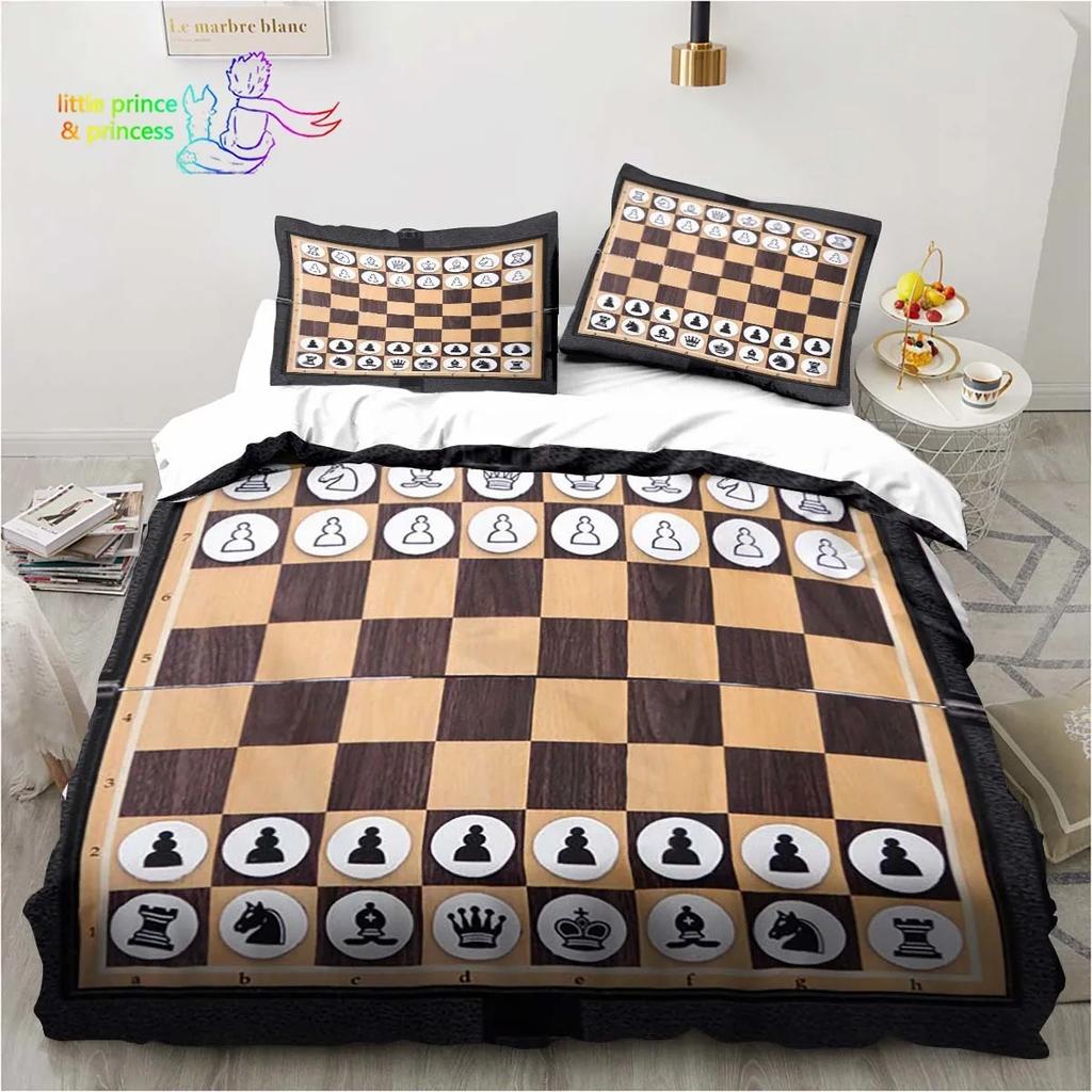 Funny Chess Board Comfortable Duvet Quilt Cover Pillowcase Bedding Set Children Bedroom Decoration Home Textile