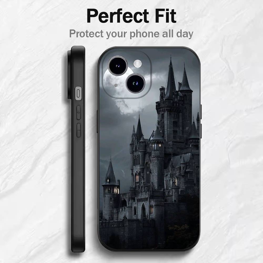 

Gothic Castle Personalized Phone Case For 17 16 15 14 13 12 11 Mini XS XR X 6S 6 Pro Max Plus Black Soft Cover iPhone16