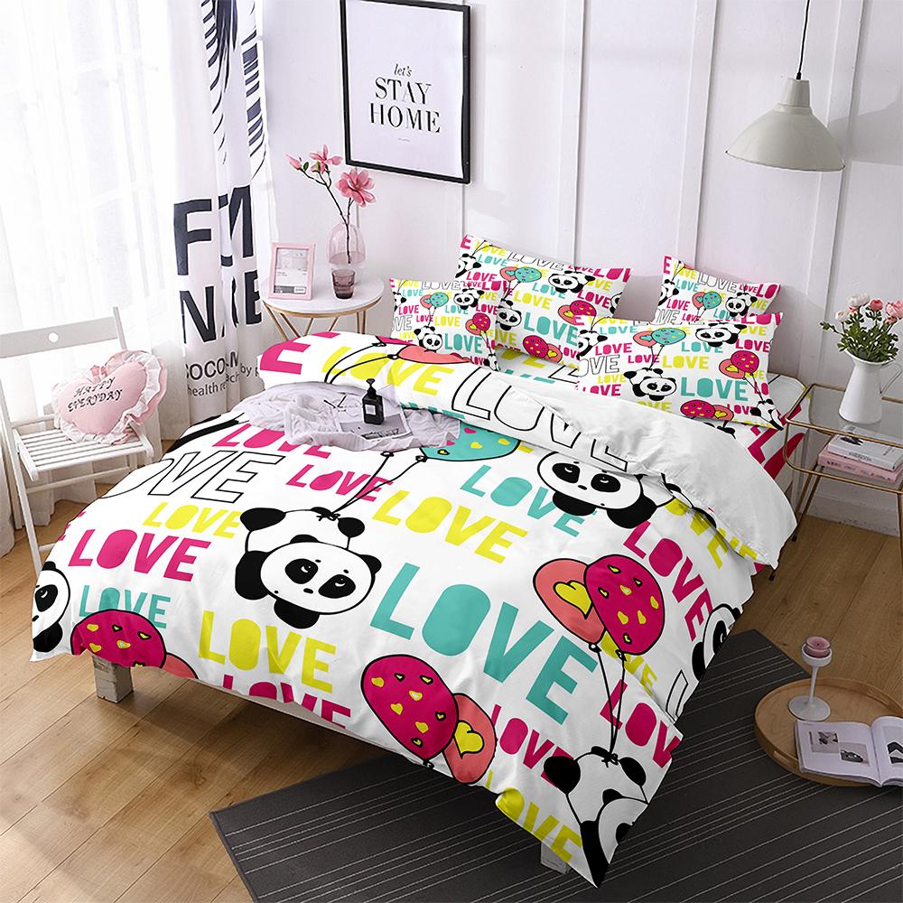 Love Heart Duvet Cover Set King Size Valentines Bedding Set Pink Love Heart Pattern Soft Microfiber Fabric For Girls Women Quilt