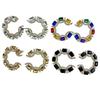 Women's Fashionable Exaggerated C-Shaped Metal Earrings with Color Gems and Rhinestones