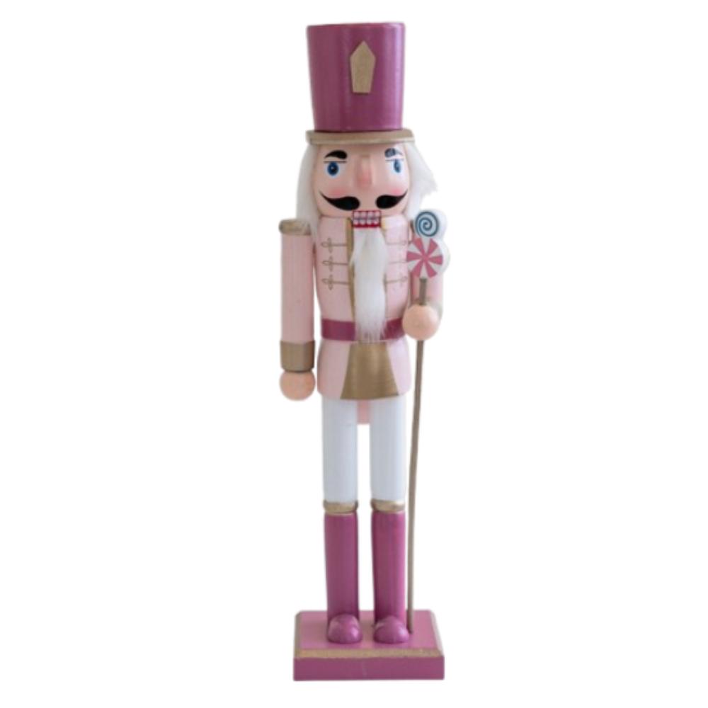 

Macaron Wooden Nutcracker Decoration Vintage Merry Christmas Decoration Party Favors розовый