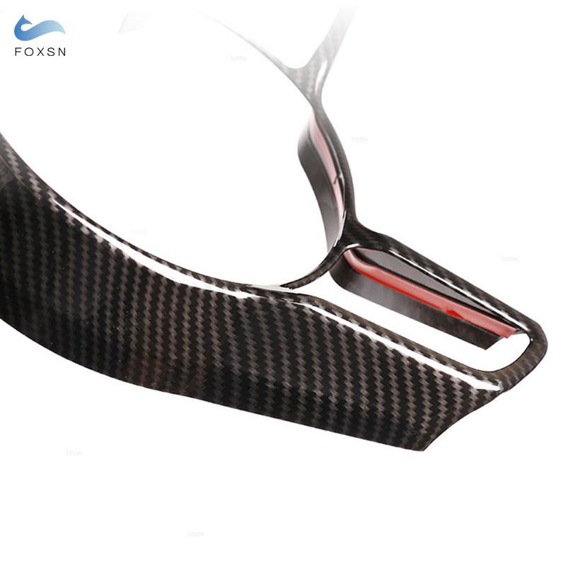 For Porsche Macan Cayenne Panamera 718 911 918 ABS Carbon Fiber Texture Interior Steering Wheel Cover Trim Moldings