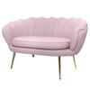 2-Seater Small Sofa in Industrial Chic Style in Velvet-Effect Fabric and Metal, 130x77x77 cm, Pink
