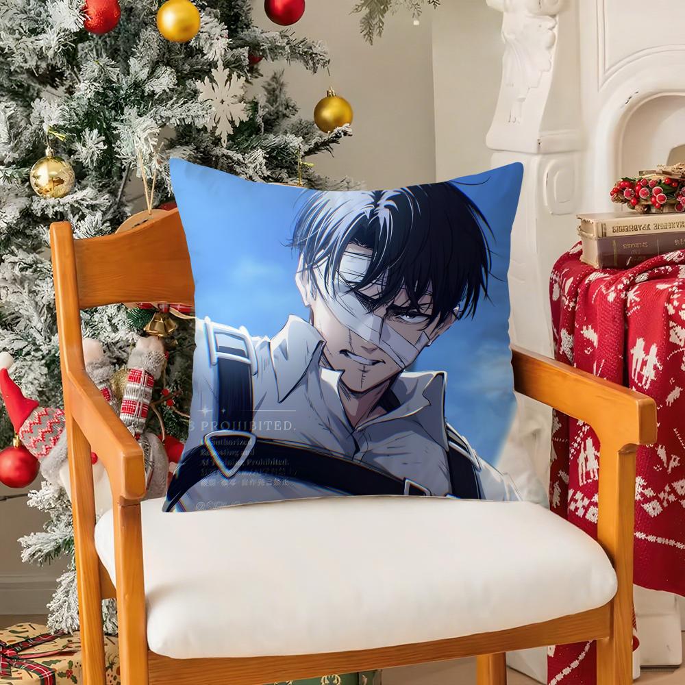Anime Levi Ackerman Attack On TitanT Silky Short Plush with Invisible Zipper Dustproof Sofa Cushion Cover for Home Decor