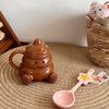 Creative Cute Short Leg Mug with Lid Ceramic Cup Birthday Gift Office Drinking Water Pier Pier Cup Couple Model