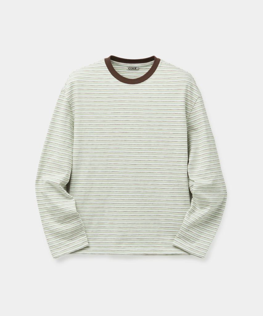 Kueo Multi-Color Striped Long Sleeve T-Shirt (Grayish Mint)