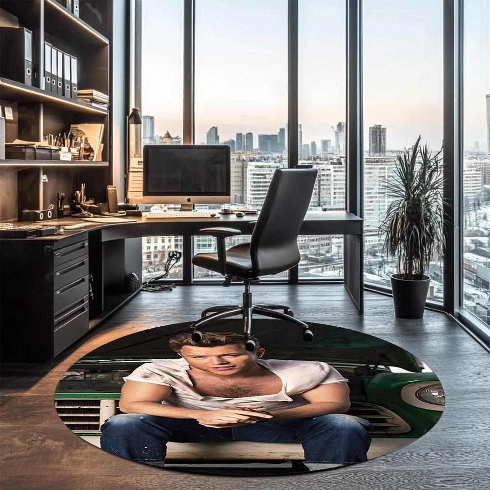 Olly Murs Printed Round Rug Carpet Chair Rug Area Rug Entryway Doormats,for Office Chair Living Room Bedroom Kitchen Room.