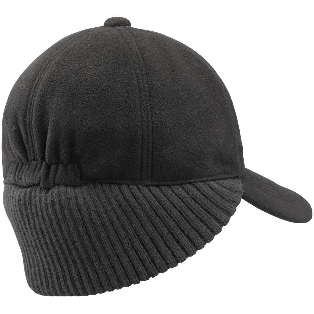 Mizuno Breath Thermo Fleece Cap with and Unisex Earmuffs, Moisture-Wicking Heat-Generating Hat, C2JWA601, Black, (Head Circumference 55-60cm)