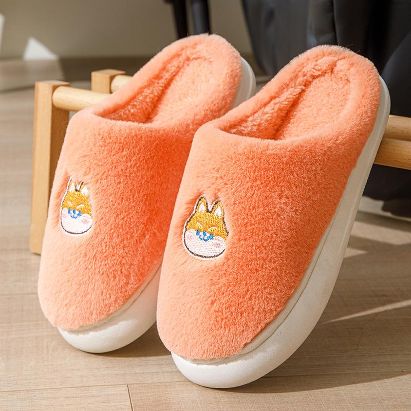 Cute Cotton Slippers Autumn and Winter Household Indoor Outdoor Warmth Lightweight Thick-bottomed Couple Plush Slippers