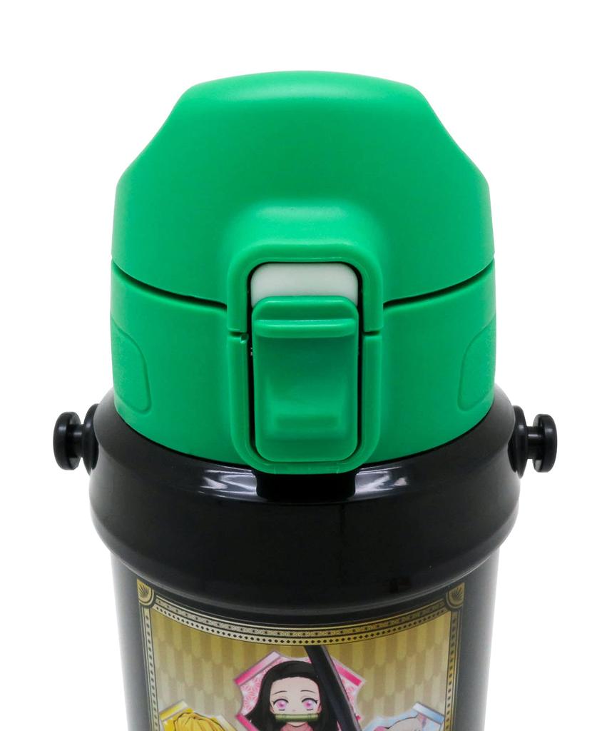 OSK Direct Stainless Steel Water Demon Kimetsu No 600ml Box Bottle, Slayer Yaiba, [Insulated/Gift Included] SBR-600D Green/Black