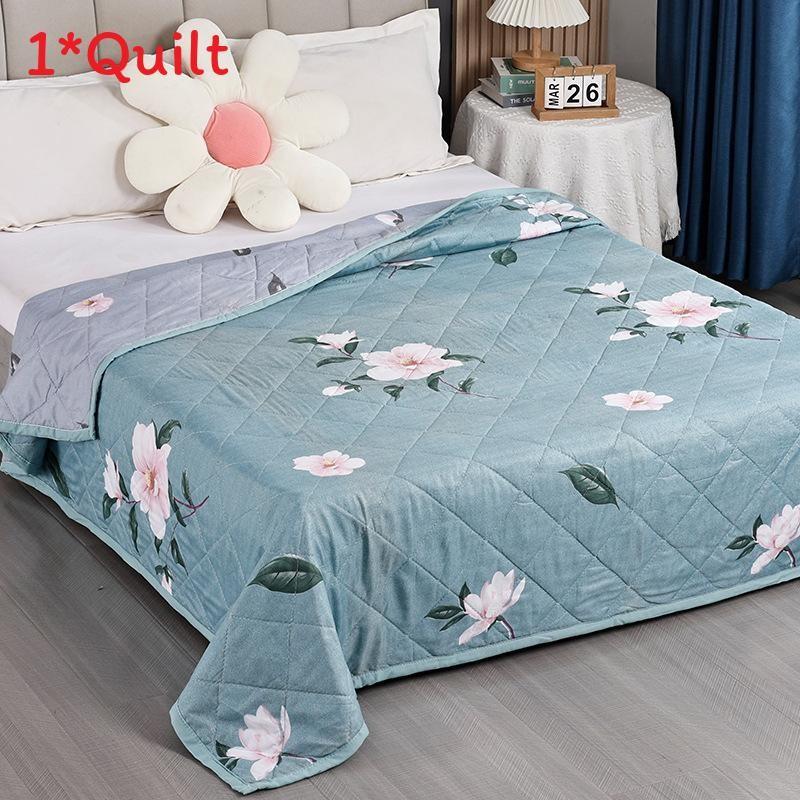 Flower Rabbit Green Leaf Print Pattern Duvet With Polyester Fill Bedroom For