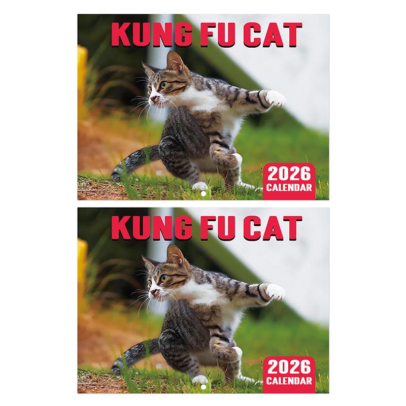 12měsíční 2026 kung fu Kočičí kalendář Papírový Nástěnný s Kočičím designem pro Kancelářské potřeby a Doplněk osobního plánovače